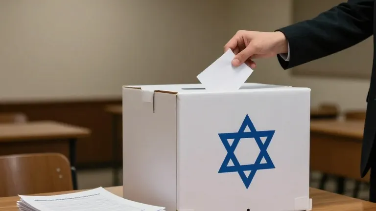 Illustration for: 7 Million Israelis Vote Tuesday to Decide Netanyahu's Future After Three Years of War